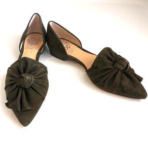 NWT VINCE CAMUTO Moressa Suede Bow-Wrapped Flats Dark Greenery SZ 6